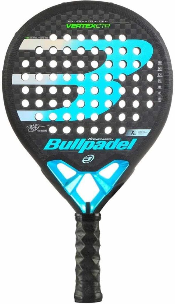 Vertex 02 proline de bullpadel negro y celeste